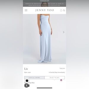 Jenny Yoo Bridesmaid Dress - Liv - Crepe, Whisper Blue - Size 6